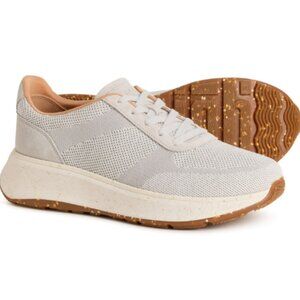 FitFlop F-MODE E01 Knit Flatform Sneakers Beige/White Size 8.5